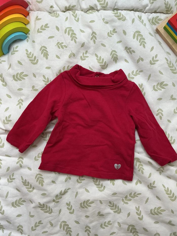 sous pull col roulé rose obaibi 1 mois - photo numéro 3