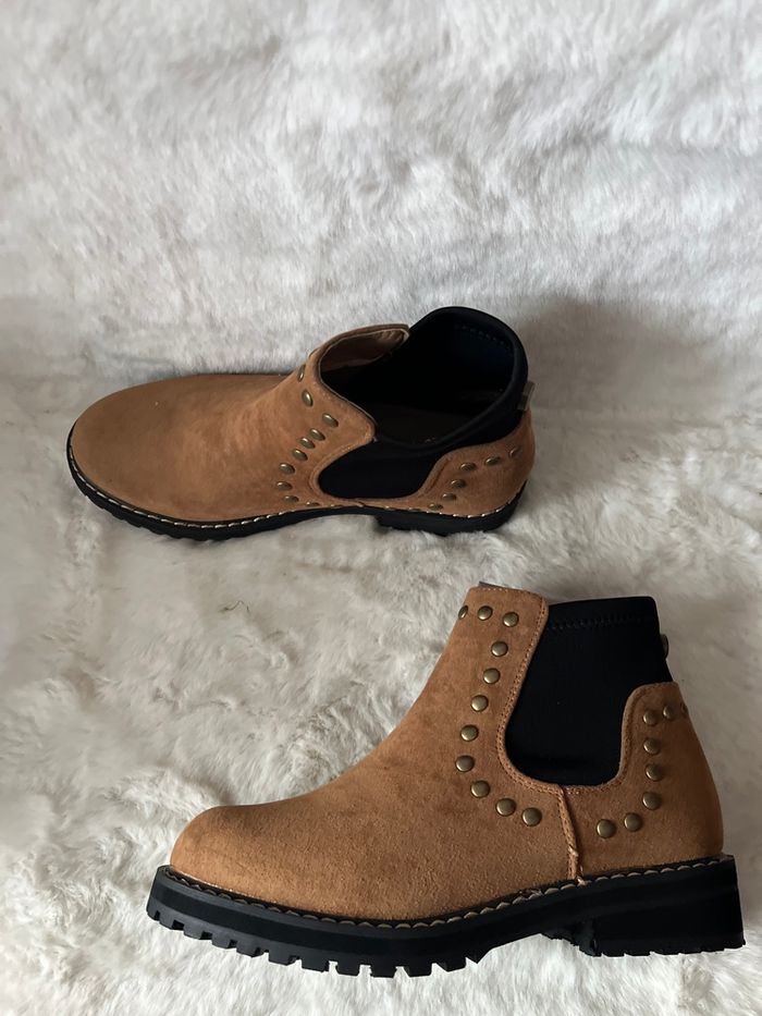 Bottines Camel / marrons / noires Seven pointure 36 - photo numéro 4