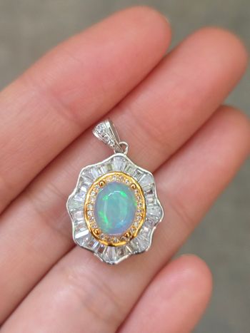 Pendentif opale argent 925 poinçonné