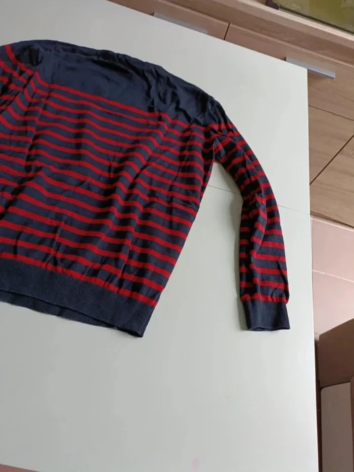 Pull rayé rouge bleu marine Gémo taille xxl - photo numéro 8