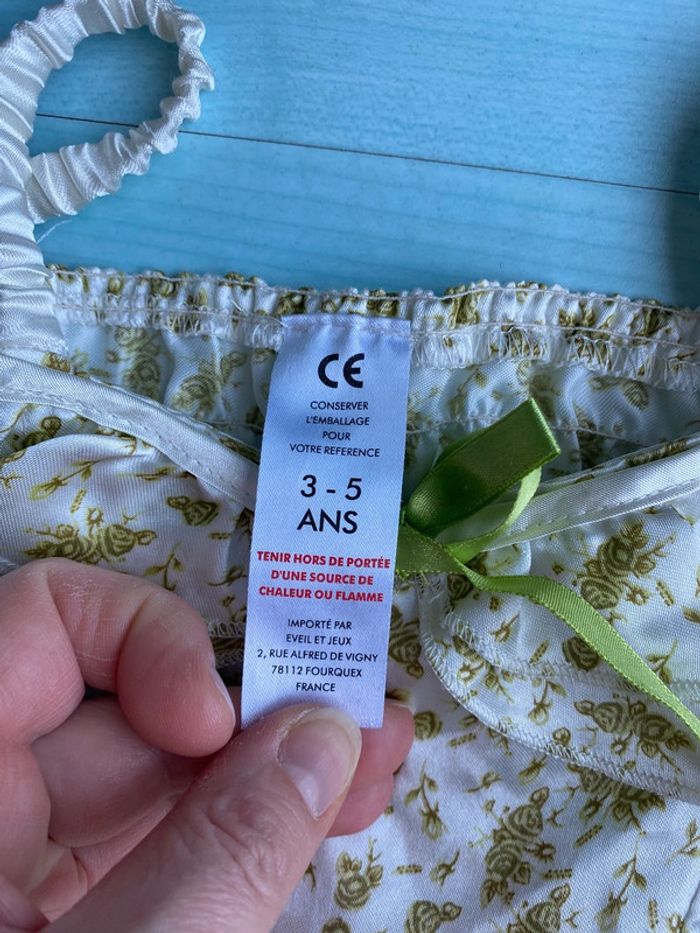 Déguisement fille robe princesse blanche et verte 3-5 ans - photo numéro 3