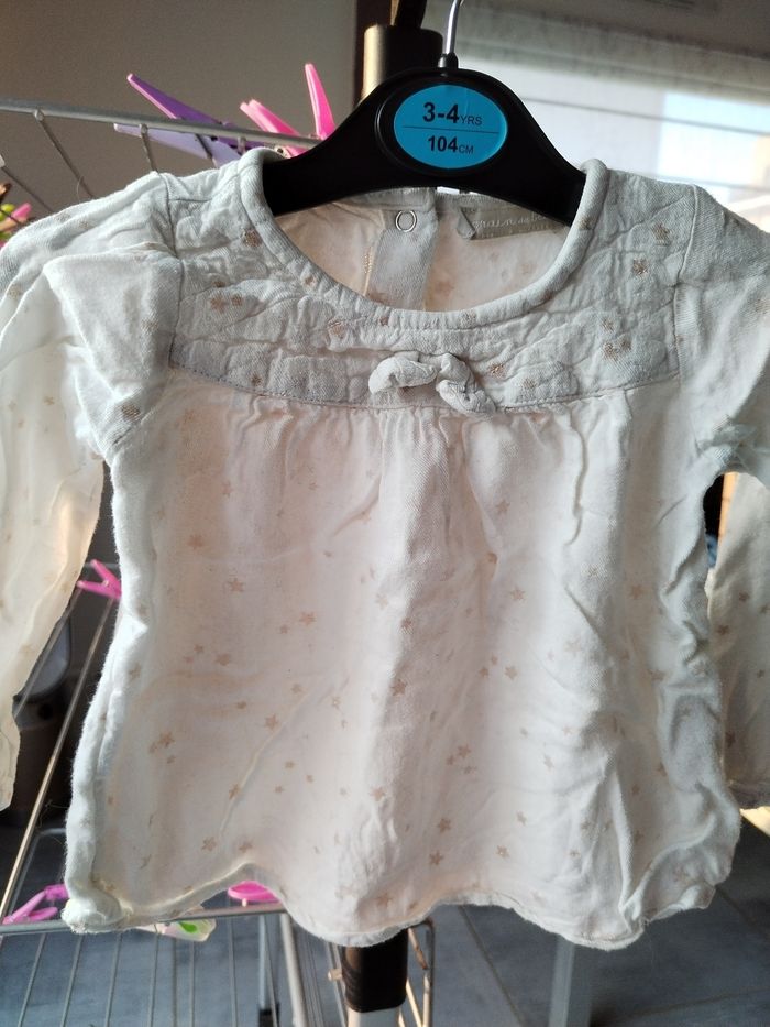 Blouse grain de blé 18 mois blanc avec étoile
