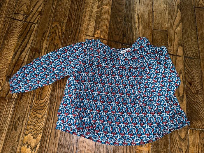 blouse à col Bleu de gris 18 mois