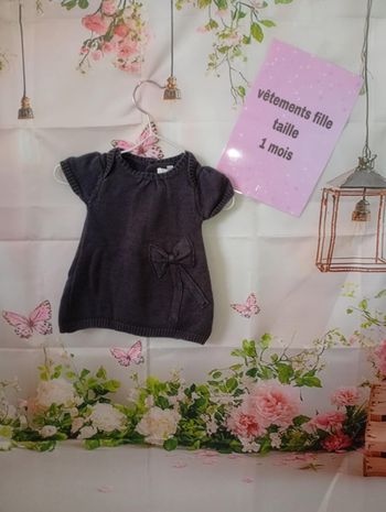Robe Fille Kitchoun gris en laine taille 1 mois / 56 cm