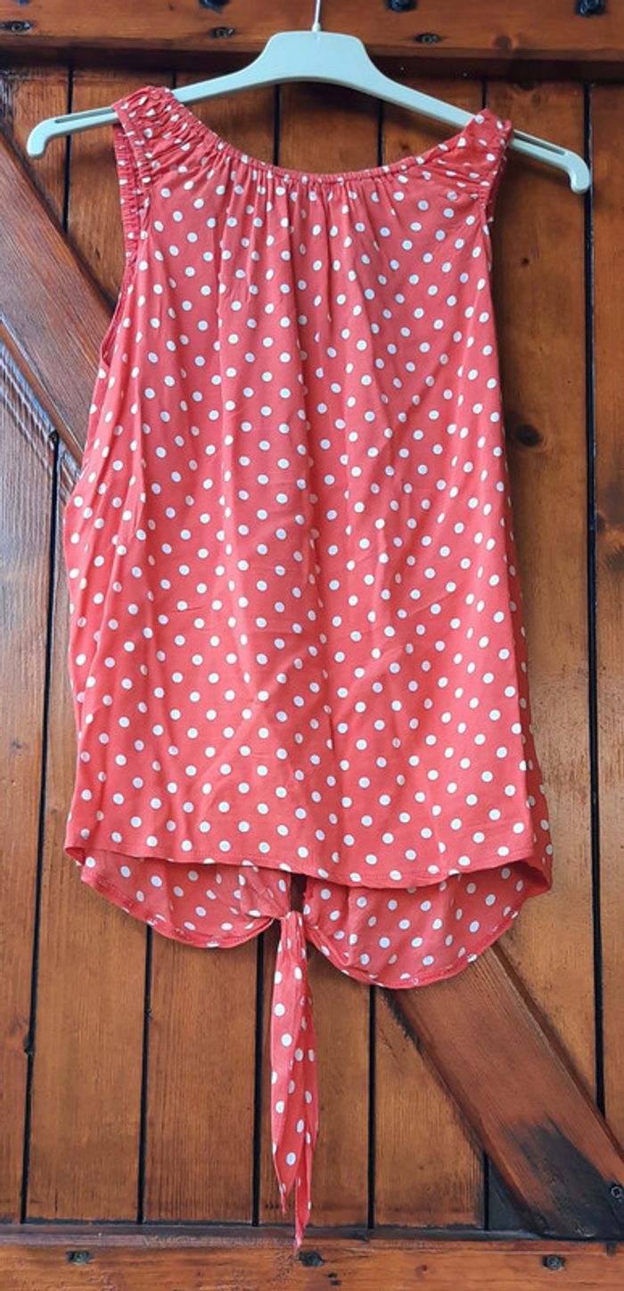 Top orange à pois blancs, Cache-Cache,taille S/36 - photo numéro 3