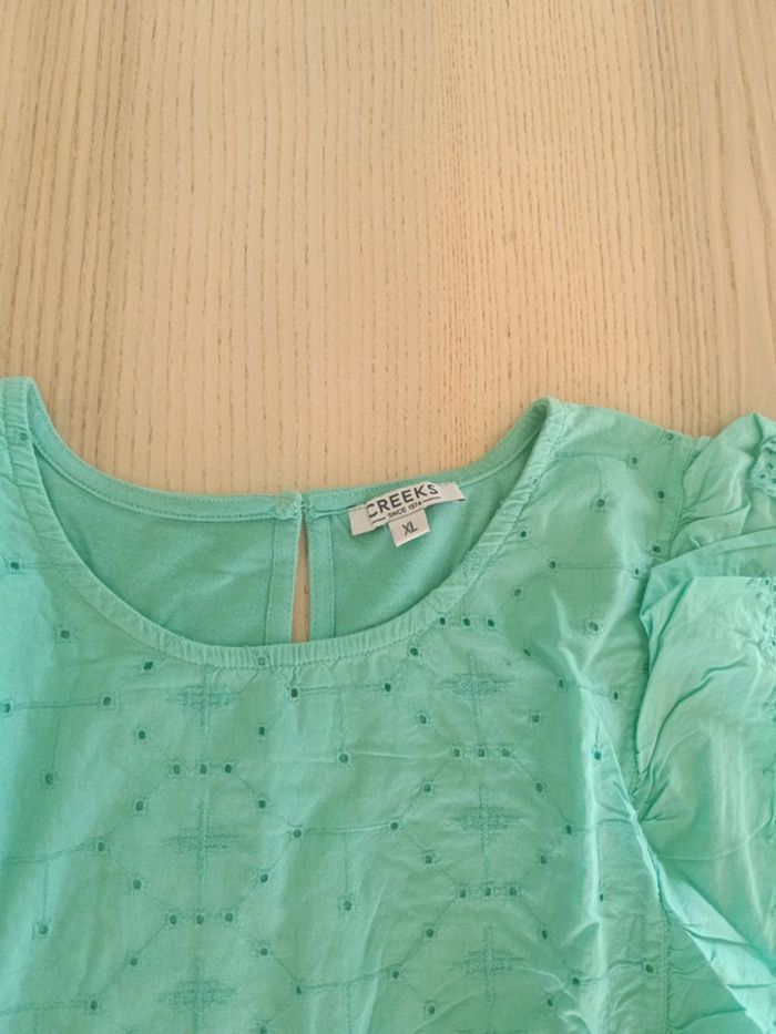 Top turquoise broderie anglaise Creeks XL - photo numéro 2