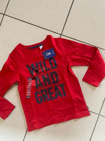 Tee shirt T-shirt Okaidi 3 ans rouge motif sequins Neuf