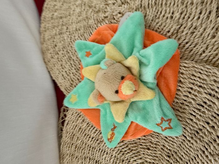 Doudou Ours Babynat Baby Nat' - Orange Vert - photo numéro 2