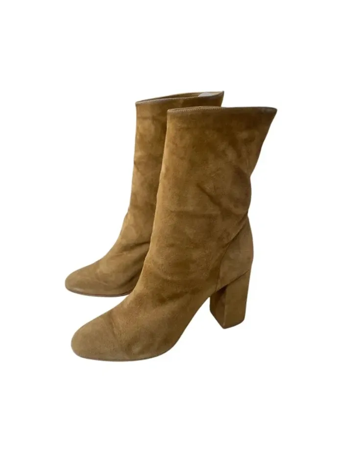 Bottines à talon en daim beige Aquazzura modèle Boogie taille 37