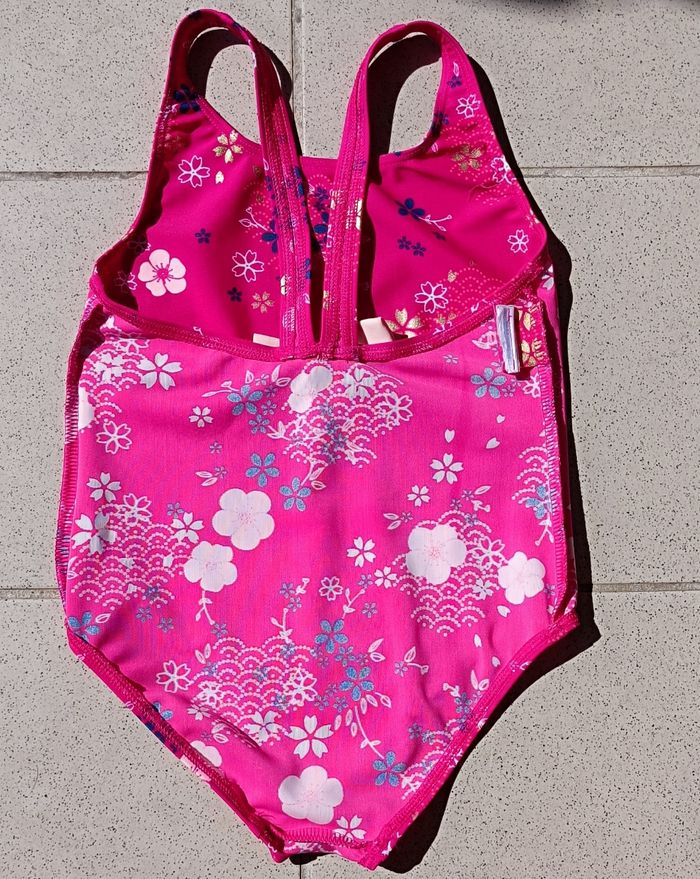 Maillot de bain 1 pièce Nabaiji fille rose imprimé fleurs 3-4 ans - photo numéro 6