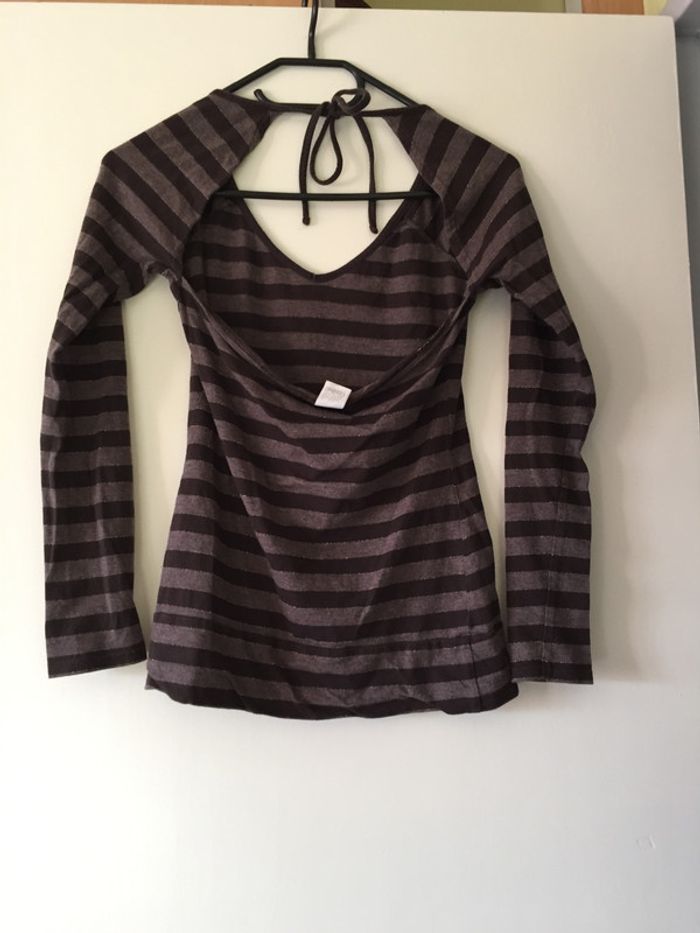 T-shirt manches longues rayé Camaïeu Taille 1 - photo numéro 2