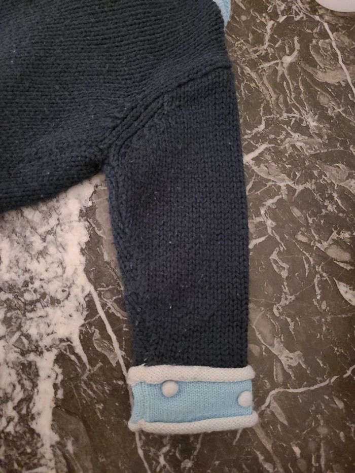 Gilet 3 pommes bleu t.9 mois 71 cm - photo numéro 7