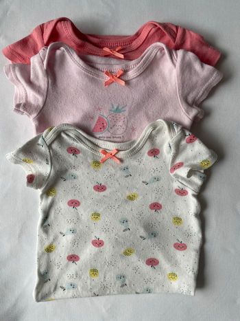 Lot de 3 bodies manches courtes fille 9 mois