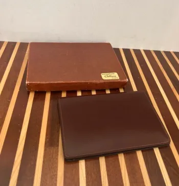 Collon portefeuille en cuir lisse marron neuf