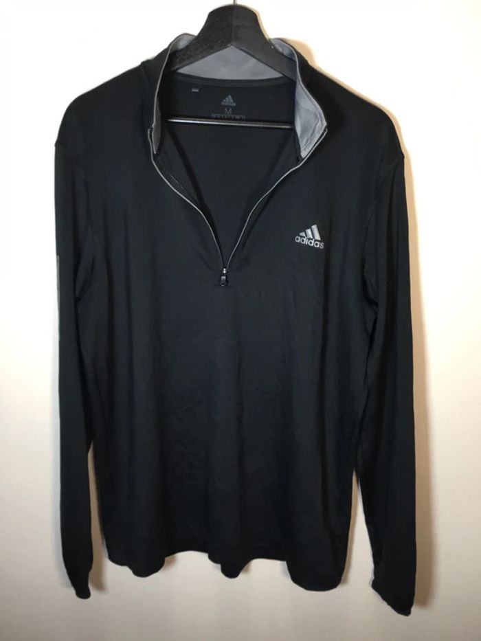 Haut 1/4zip manches longues prêt du corps pour homme Adidas noir taille M 145 - photo numéro 2