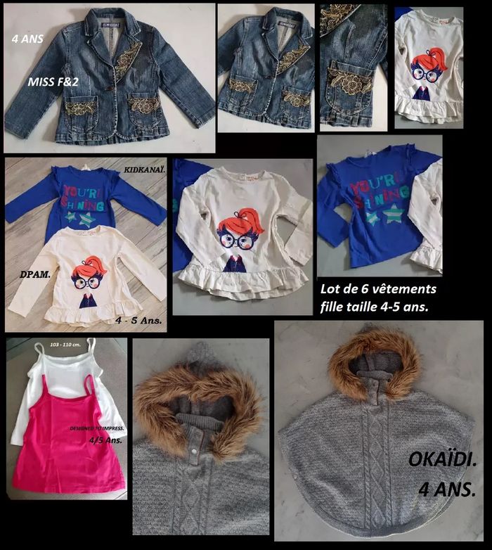 LOT de 6 vêtements bébé filles du 4 - 5 ans
