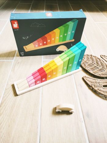 🚘Jeu éducatif 2 en 1 - Tobbogan rampe en bois "j'apprends à compter" - marque Janod  - 