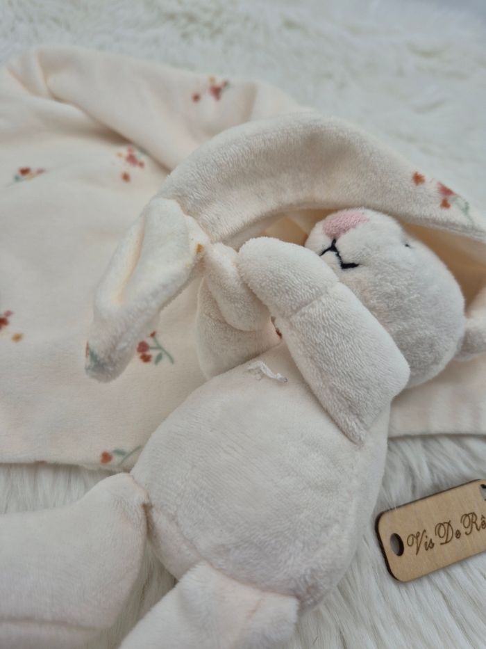 Doudou mouchoir Lapin Écru Fleurs Primark - photo numéro 6