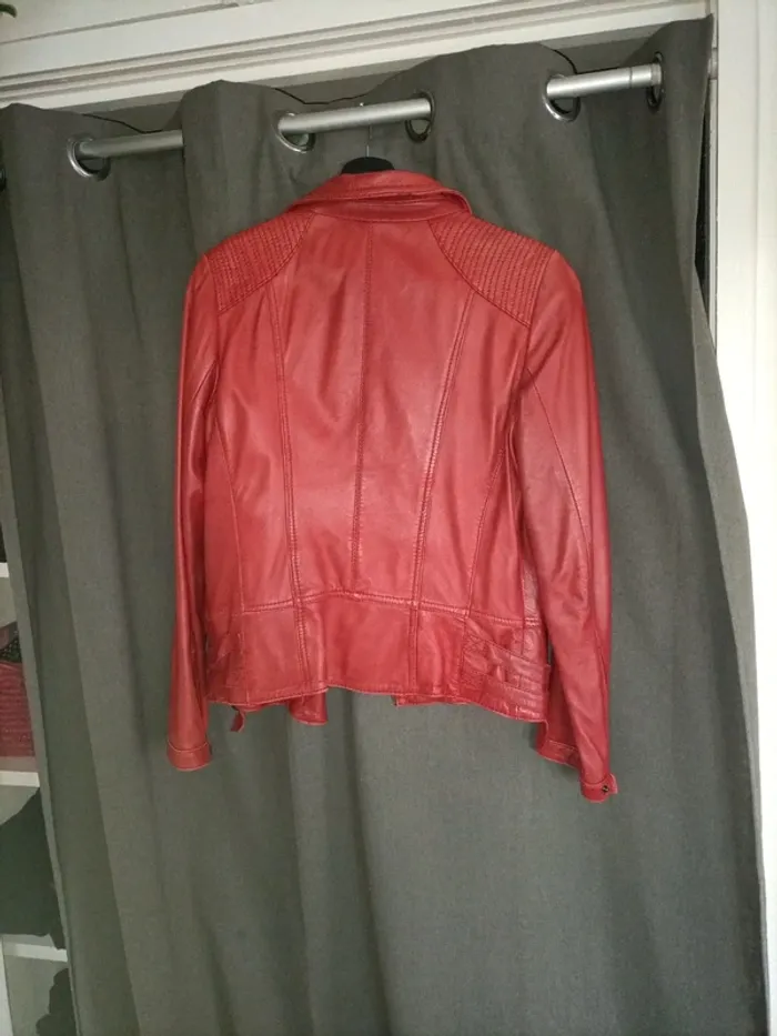 Perfecto cuir véritable rouge - photo numéro 2