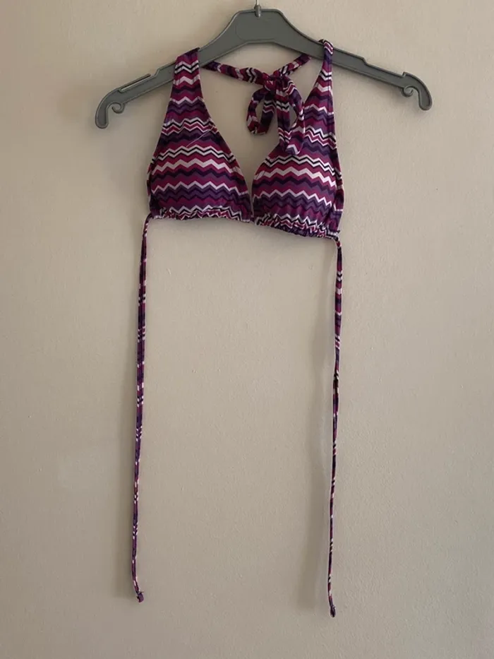 Maillot de bain 2 pièce imprimé blanc violet - photo numéro 4