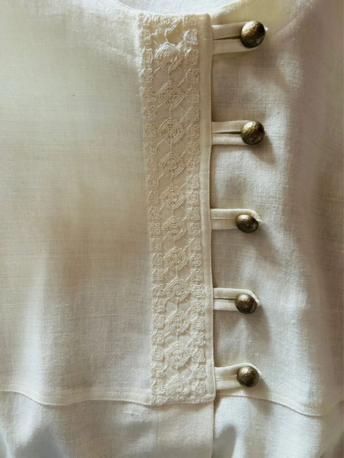 🌾Tunique en lin artisanale cottagecore bohème chic M&G taille 40 Austrian Trachten Linen tunic🌾 - photo numéro 8
