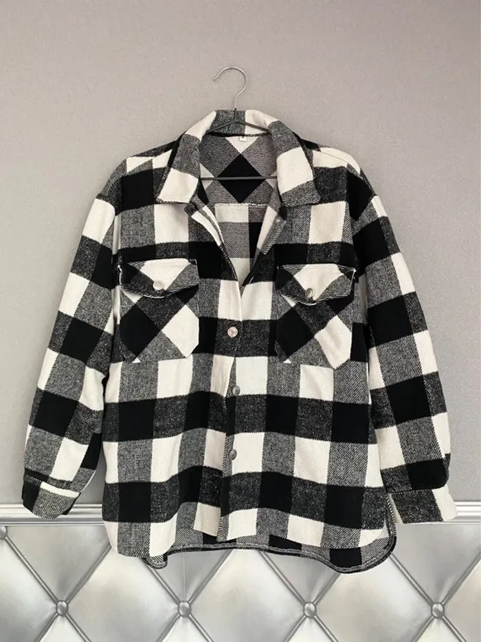 Veste chemise polaire à carreaux