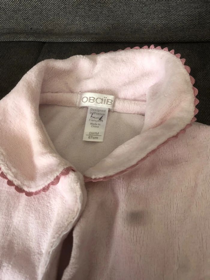 Pyjama rose chaud 1 pièces bon état Obaibi 6M - photo numéro 3