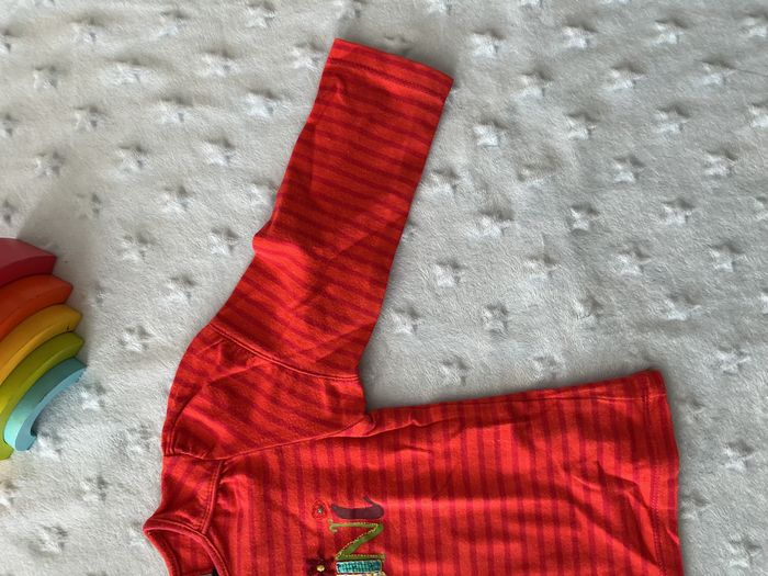 teeshirt manches longues rayé orange et rouge inscription devant 18 mois catimini - photo numéro 5