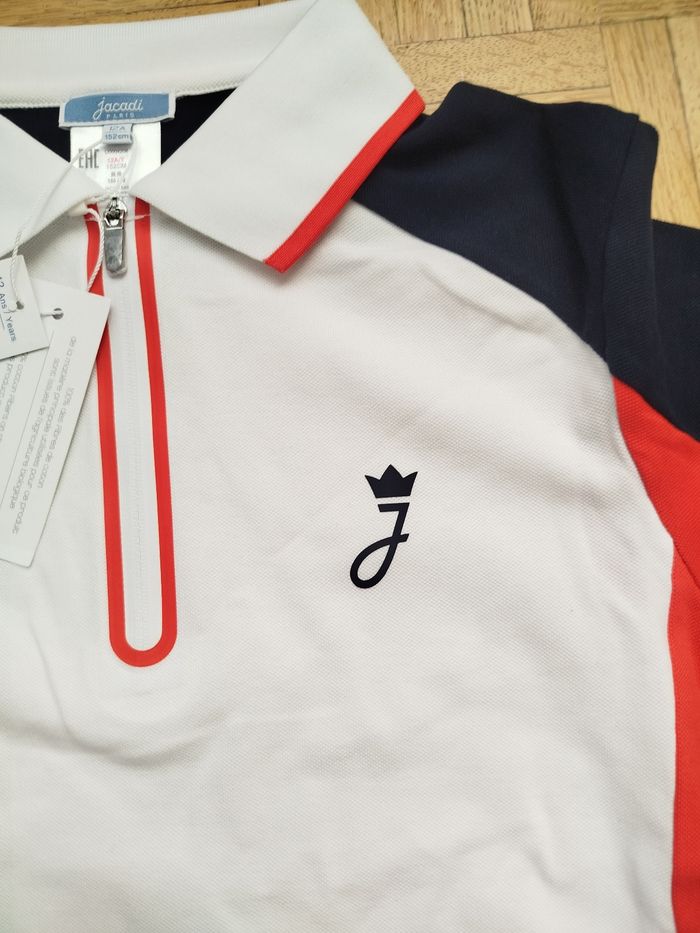 Polo Fidelite blanc rouge Bleu marin garçon 12 ans Jacadi - photo numéro 3
