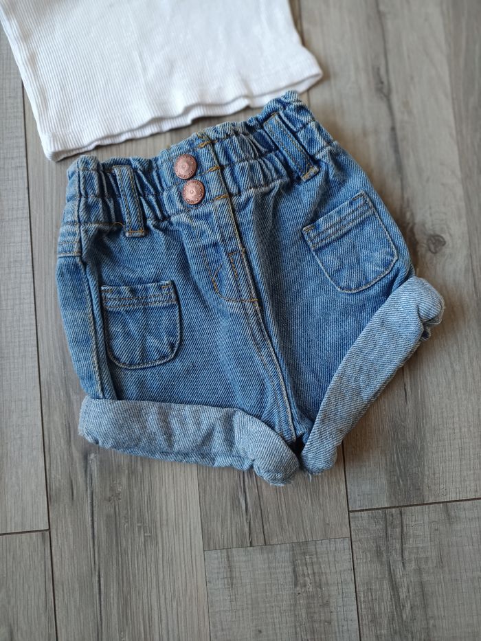 Ensemble short et manches longues côtelé 3 mois - photo numéro 2