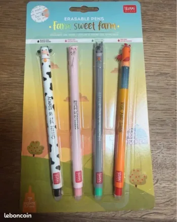 Lot de 4 stylos effaçables Legami collection Farm