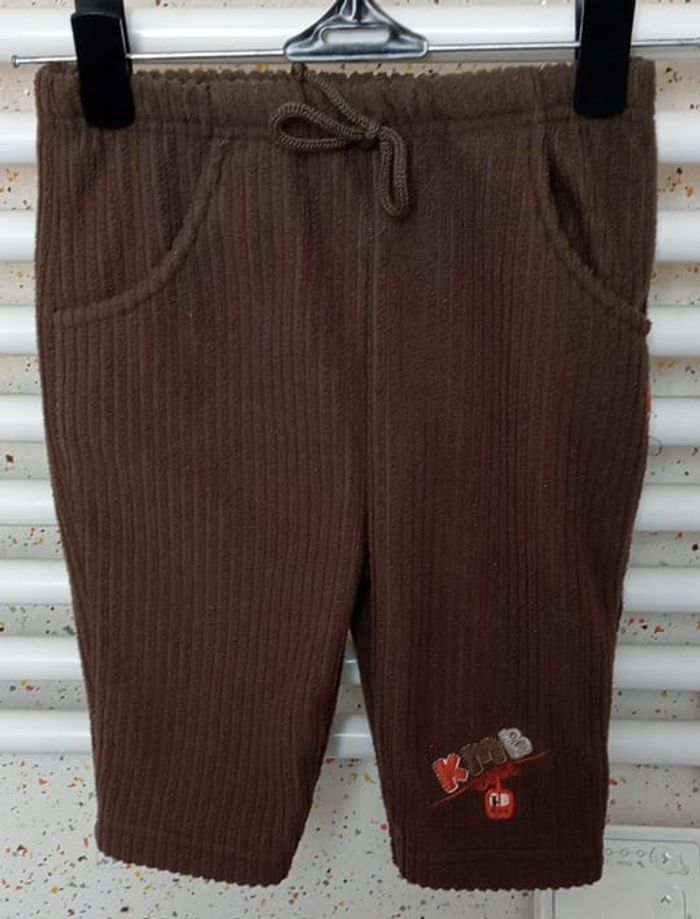 Pantalon polaire côtelé kaki Kimbaloo Taille 6 mois - photo numéro 2