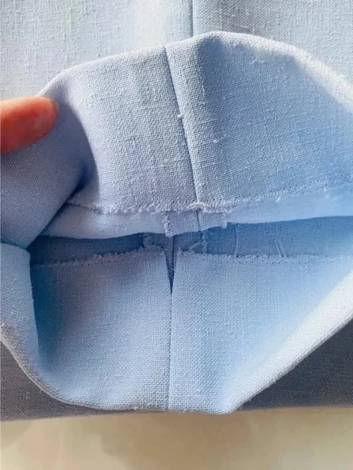 Pantalon droit femme tailleur ancien vintage bleu ciel - photo numéro 4