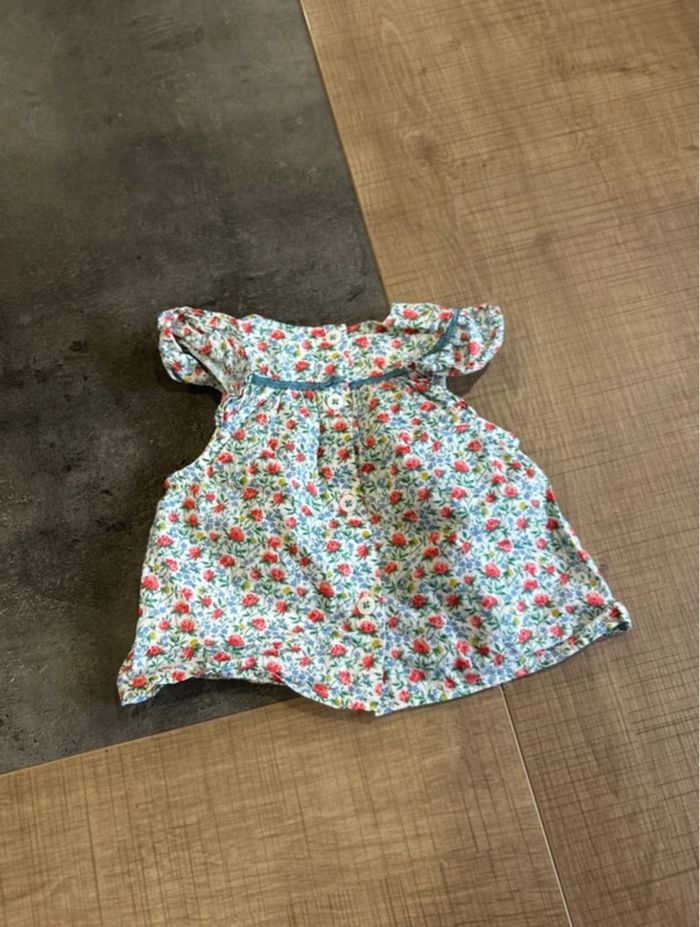 Chemise à manches courtes à fleurs bebe taille 1 mois cyrillus - photo numéro 3