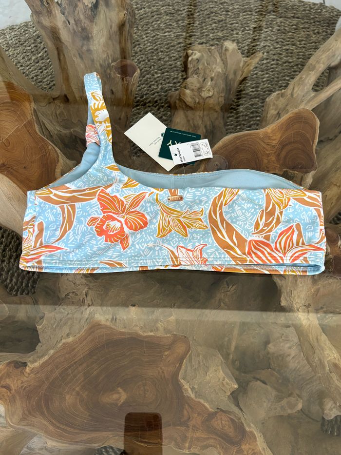 Haut de maillot de bain Roxy une bretelle bleu fleur - photo numéro 5