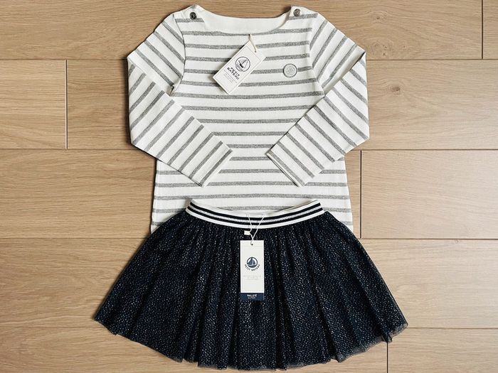 Marinière en jersey gris argent collection Noël Petit bateau T-6 ans - photo numéro 2