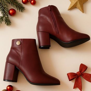 Bottines bordeaux à talons élégantes et tendance