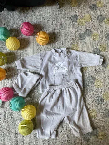 Pyjama velours haut et bas gris 3 mois