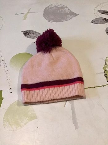 Bonnet fille taille 46 rose violet Herlaine
