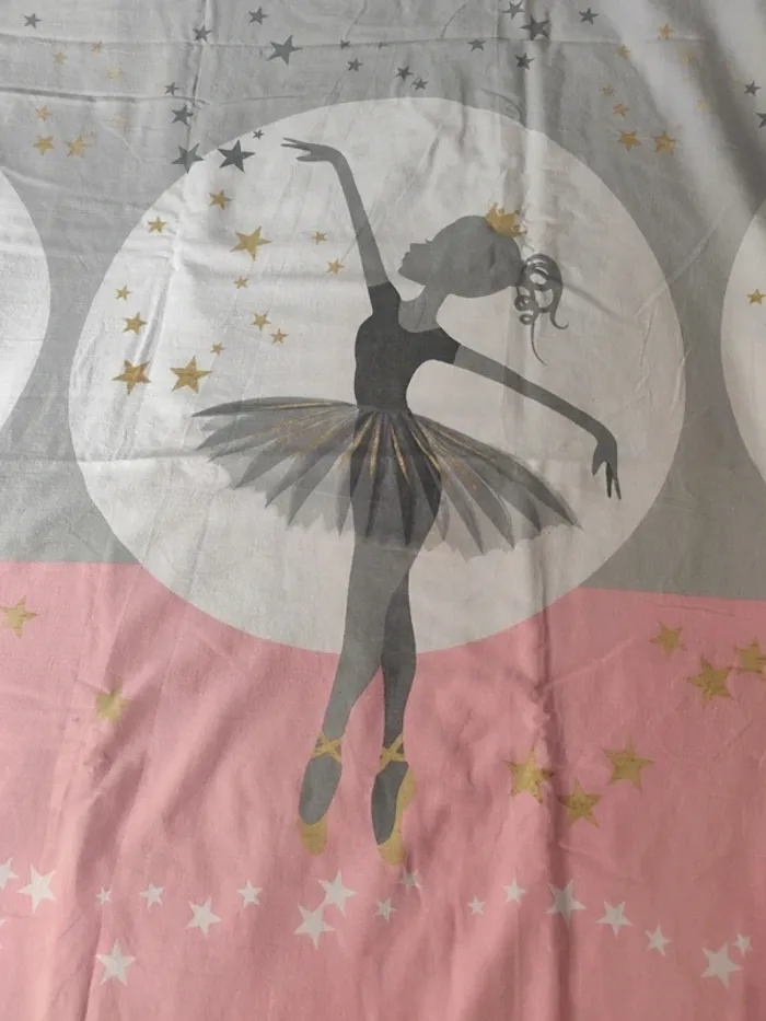 Parure lit 1 personne housse de couette + taie danseuse étoile - photo numéro 3