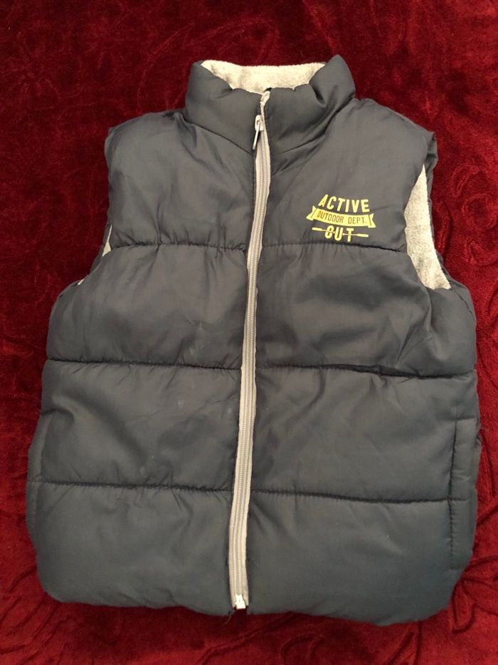 Doudoune sans manche marine doublé polaire gris