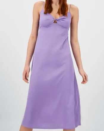 robe midi en satin style nuisette femme violette mauve