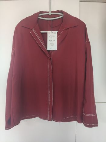 Zara Veste chemise brique brodée S