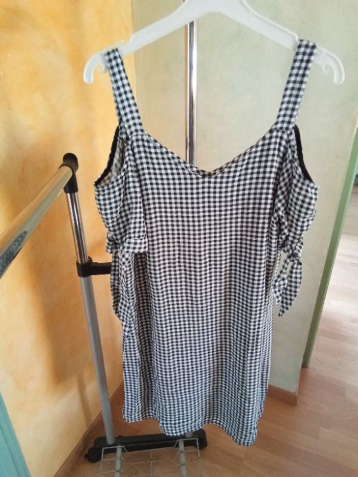 Robe courte vichy noir et blanc