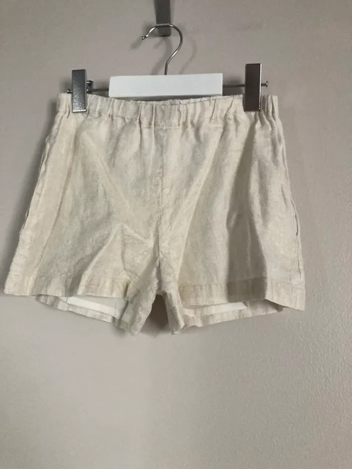 Bonpoint 🍒 haut + short en lin beige doré 8 ans - photo numéro 16