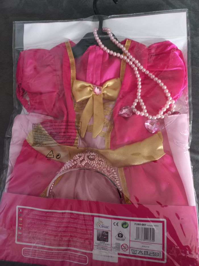Robe déguisement princesse rose avec diadème et collier 3/5 ans césar - photo numéro 2