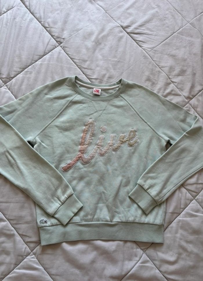 Pull sweat léger col rond Lacoste live bleu clair intérieur polaire devanlay taille S/36 - photo numéro 3