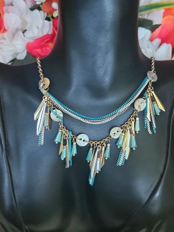 Collier avec chaines et breloques, ikita en acier inoxydable