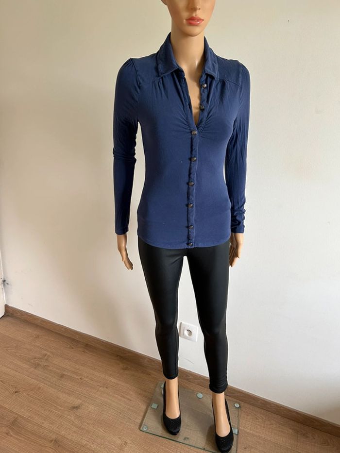 Haut bleu à manches longues Morgan taille XS bon état - photo numéro 3