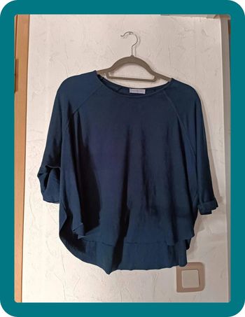 T shirt manches 3/4 asymétrique marine